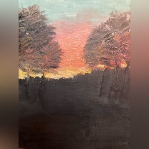 Canvas original painting with sides ready to hang.